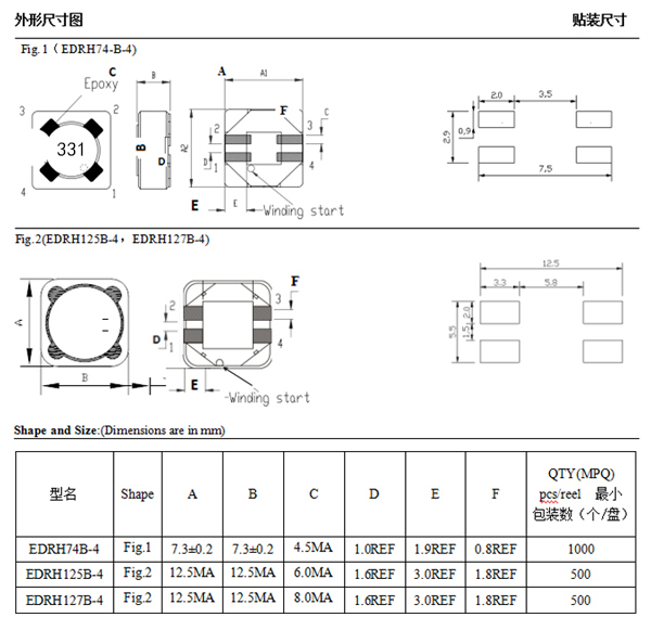 貼片共模電感示意圖 貼片共模電感示意圖